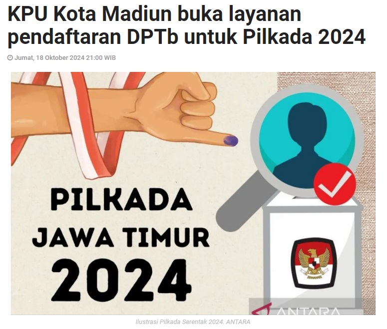 KPU Kota Madiun buka layanan pendaftaran DPTb untuk Pilkada 2024