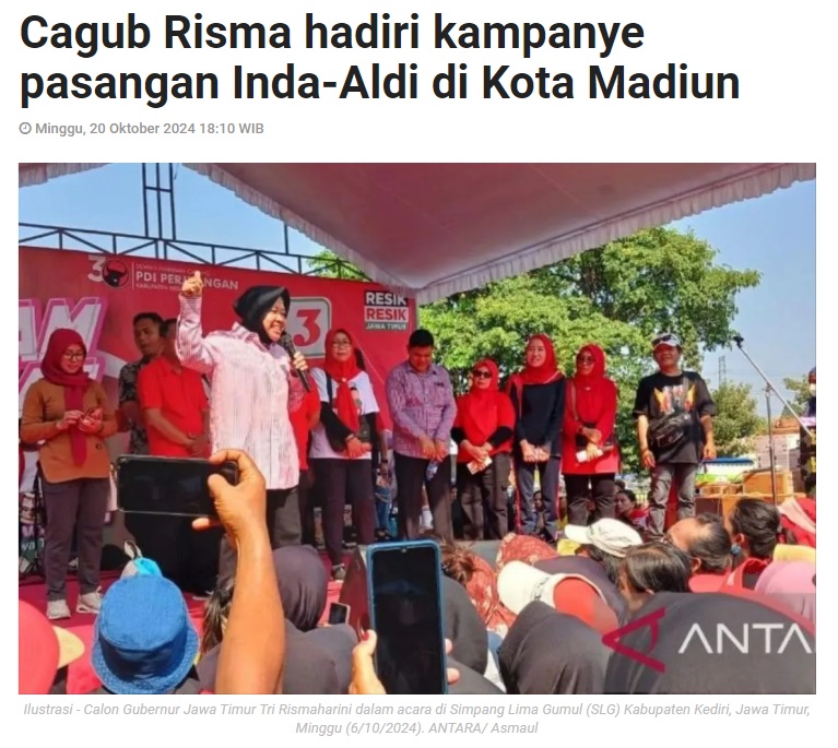 Cagub Risma hadiri kampanye pasangan Inda-Aldi di Kota Madiun