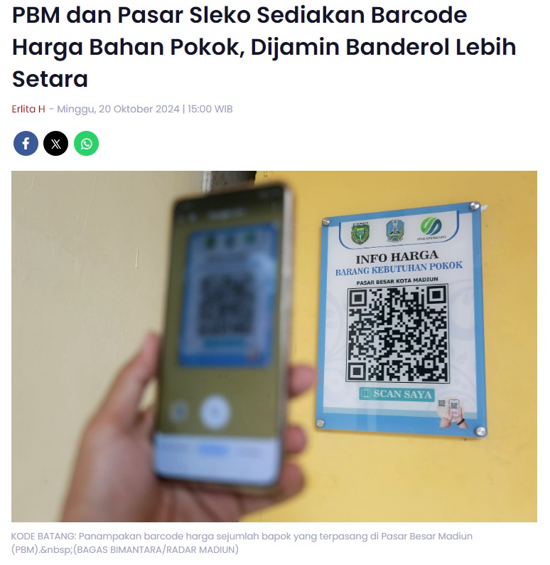 PBM dan Pasar Sleko Sediakan Barcode Harga Bahan Pokok, Dijamin Banderol Lebih Setara