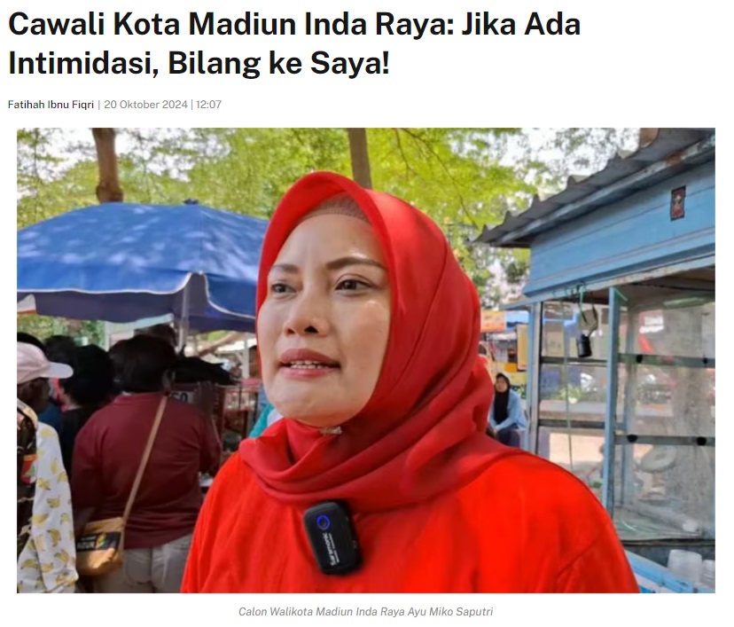 Cawali Kota Madiun Inda Raya: Jika Ada Intimidasi, Bilang ke Saya!