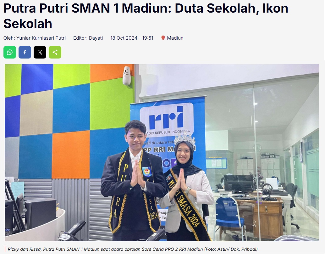 Putra Putri SMAN 1 Madiun: Duta Sekolah, Ikon Sekolah