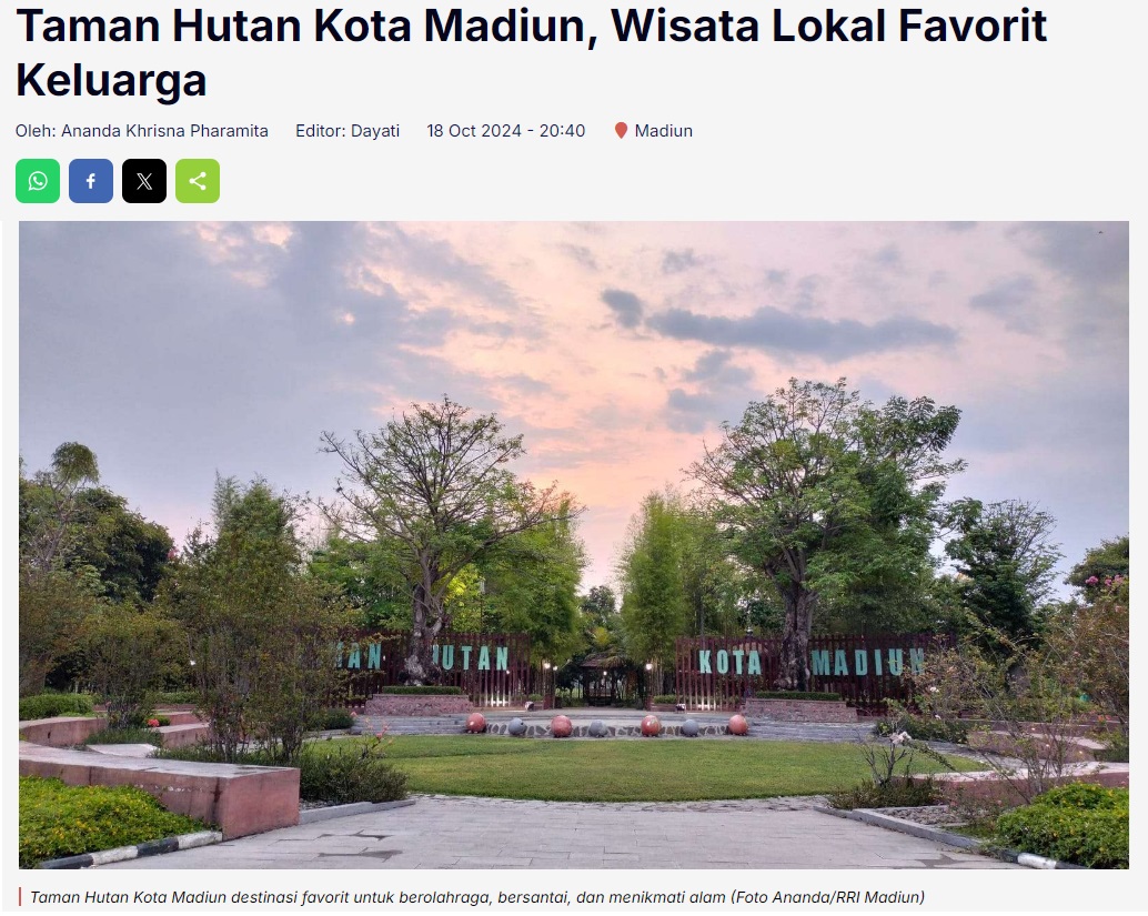 Taman Hutan Kota Madiun, Wisata Lokal Favorit Keluarga