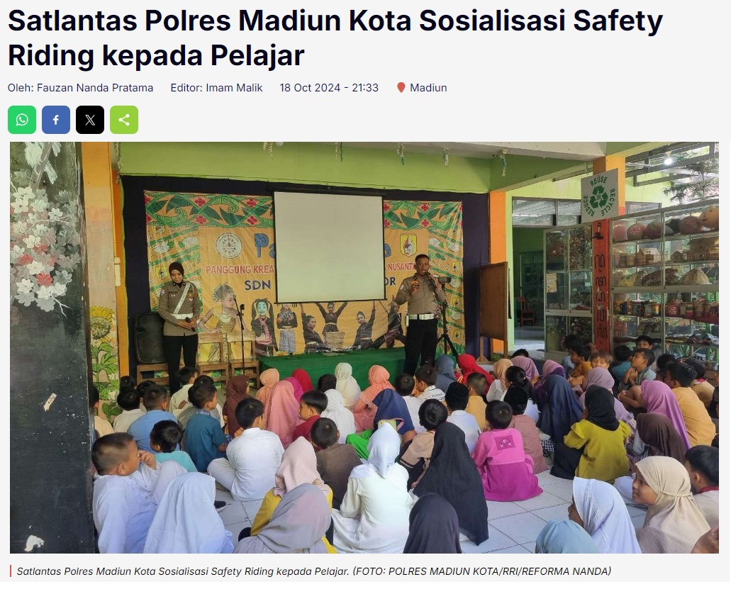 Satlantas Polres Madiun Kota Sosialisasi Safety Riding kepada Pelajar