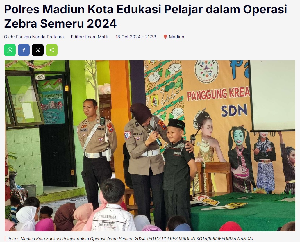 Polres Madiun Kota Edukasi Pelajar dalam Operasi Zebra Semeru 2024