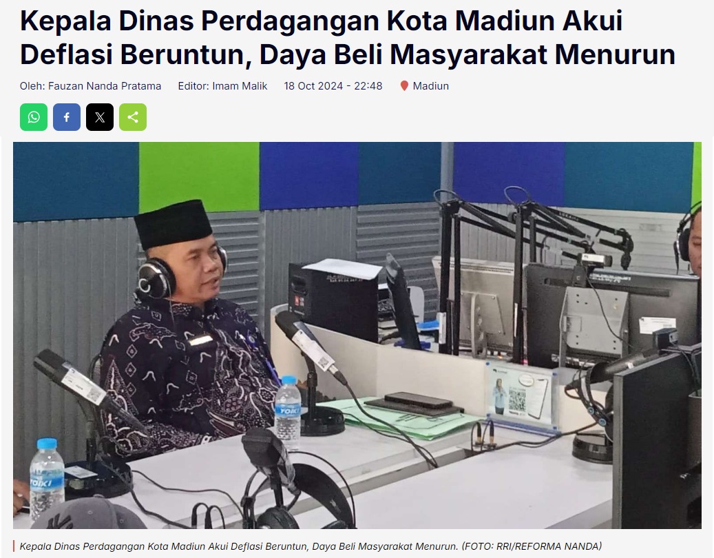 Kepala Dinas Perdagangan Kota Madiun Akui Deflasi Beruntun, Daya Beli Masyarakat Menurun