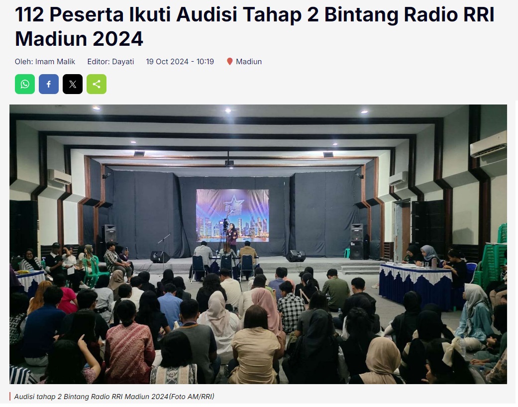 112 Peserta Ikuti Audisi Tahap 2 Bintang Radio RRI Madiun 2024