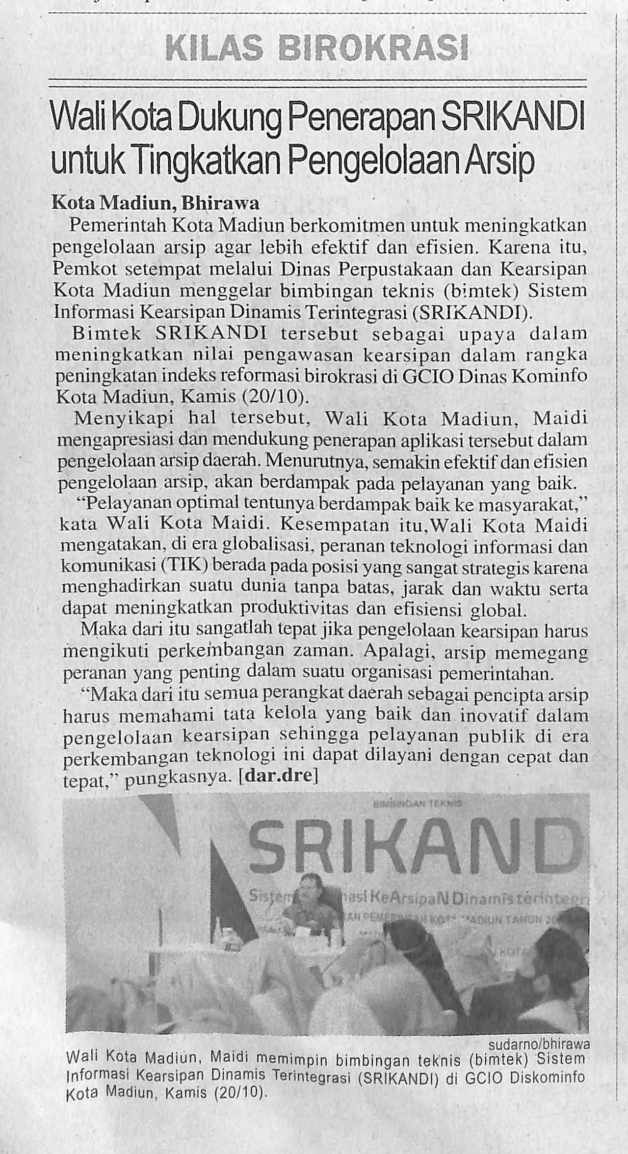 Walikota Dukung Penerapan SRIKANDI untuk Tingkatkan Pengelolaan Arsip