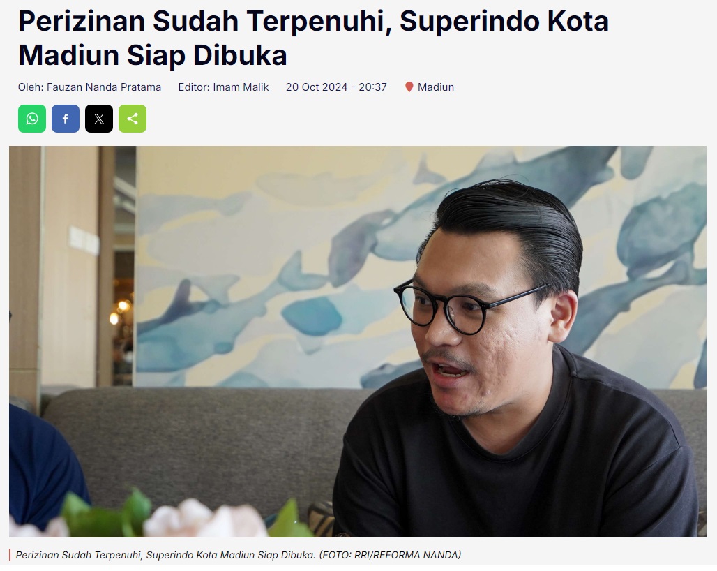 Perizinan Sudah Terpenuhi, Superindo Kota Madiun Siap Dibuka