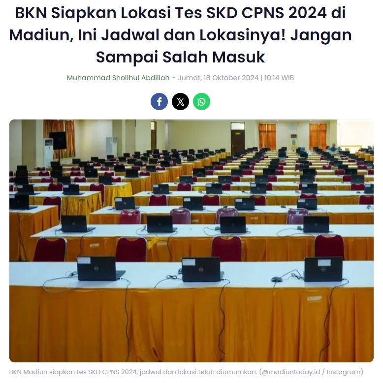 BKN Siapkan Lokasi Tes SKD CPNS 2024 di Madiun, Ini Jadwal dan Lokasinya! Jangan Sampai Salah Masuk
