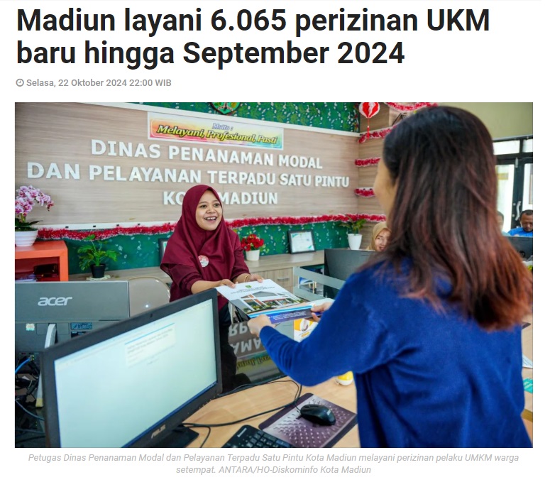 Madiun layani 6.065 perizinan UKM baru hingga September 2024
