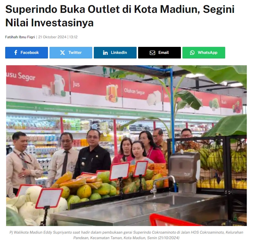 Superindo Buka Outlet di Kota Madiun, Segini Nilai Investasinya