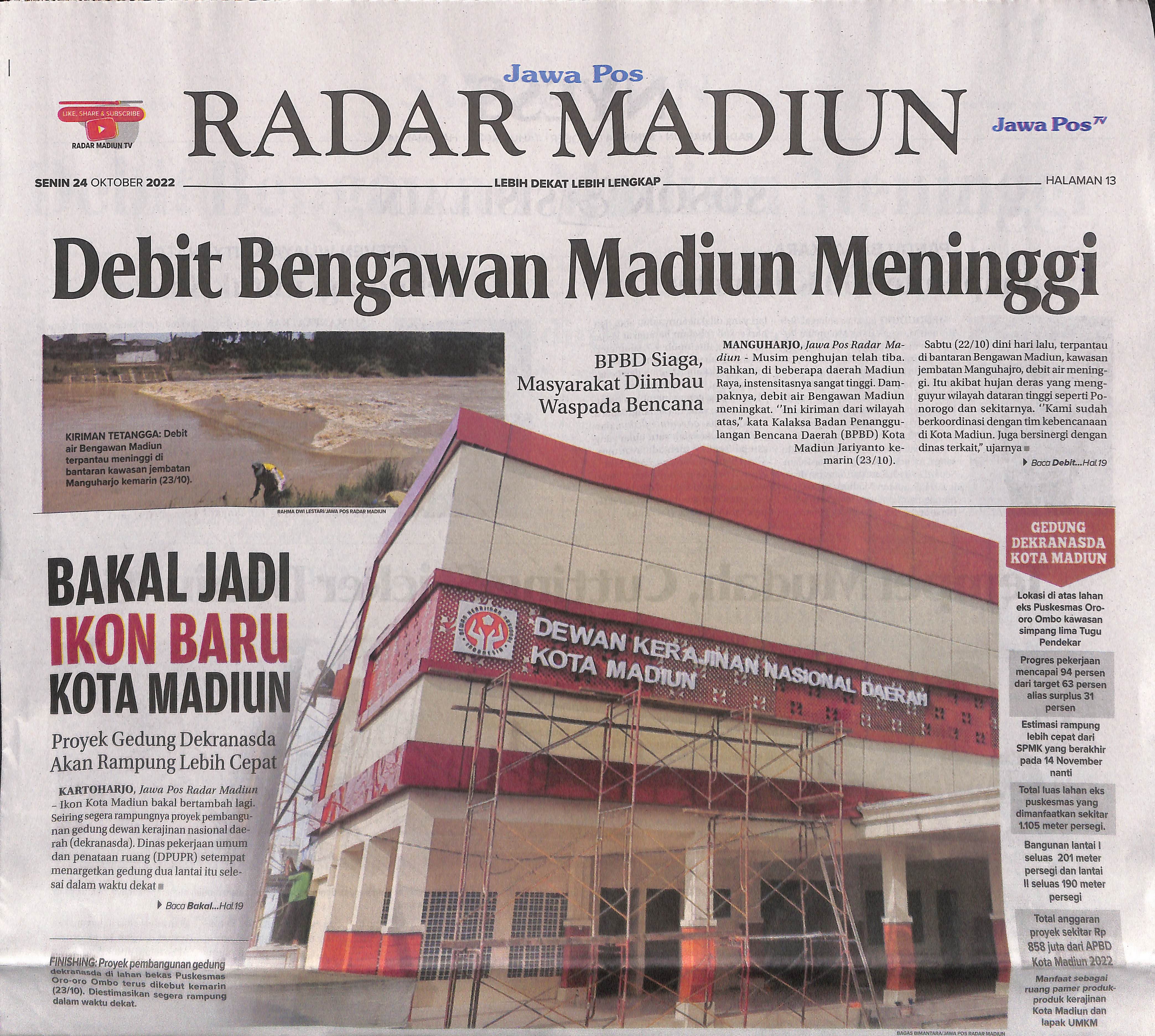 Debit Bengawan Madiun Meninggi, BPBD Siaga, Masyarakat Diimbau Waspada Bencana