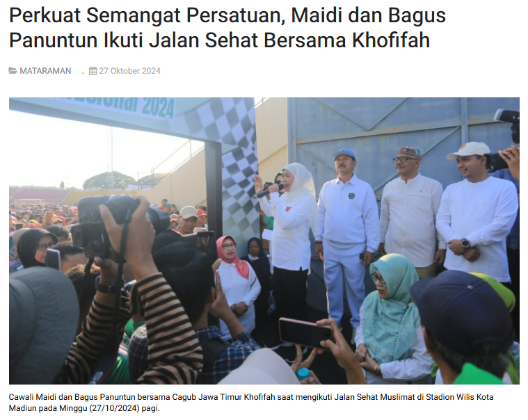 Perkuat Semangat Persatuan, Maidi dan Bagus Panuntun Ikut Jalan Sehat Bersama Khofifah