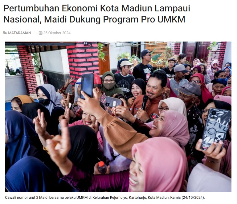 Pertumbuhan Ekonomi Kota Madiun Lampaui Nasional, Maidi Dukung Program Pro UMKM