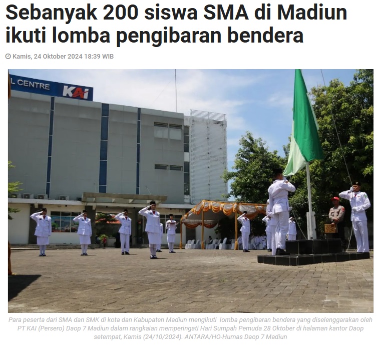 Sebanyak 200 siswa SMA di Madiun ikuti lomba pengibaran bendera