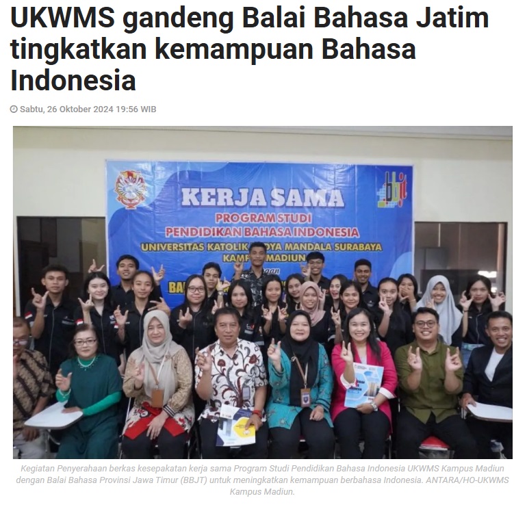 UKWMS gandeng Balai Bahasa Jatim tingkatkan kemampuan Bahasa Indonesia