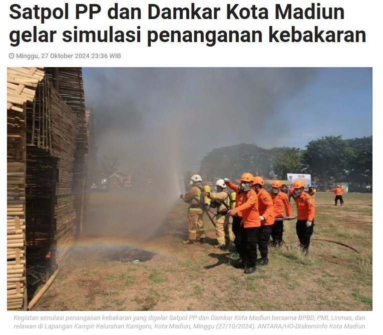 Satpol PP dan Damkar Kota Madiun gelar simulasi penanganan kebakaran