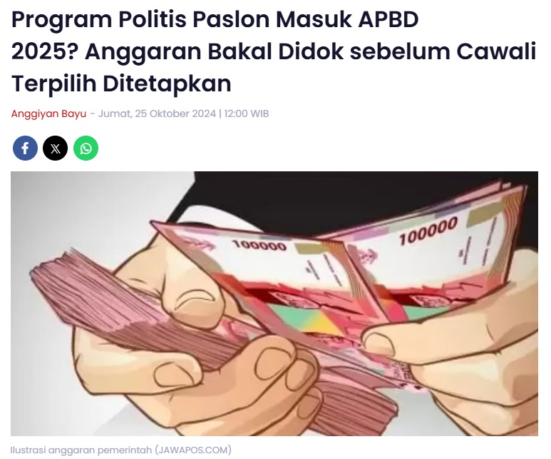 Program Politis Paslon Masuk APBD 2025? Anggaran Bakal Didok sebelum Cawali Terpilih Ditetapkan