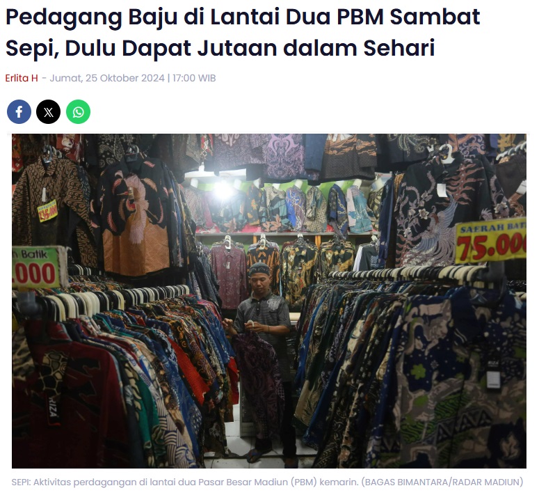Pedagang Baju di Lantai Dua PBM Sambat Sepi, Dulu Dapat Jutaan dalam Sehari