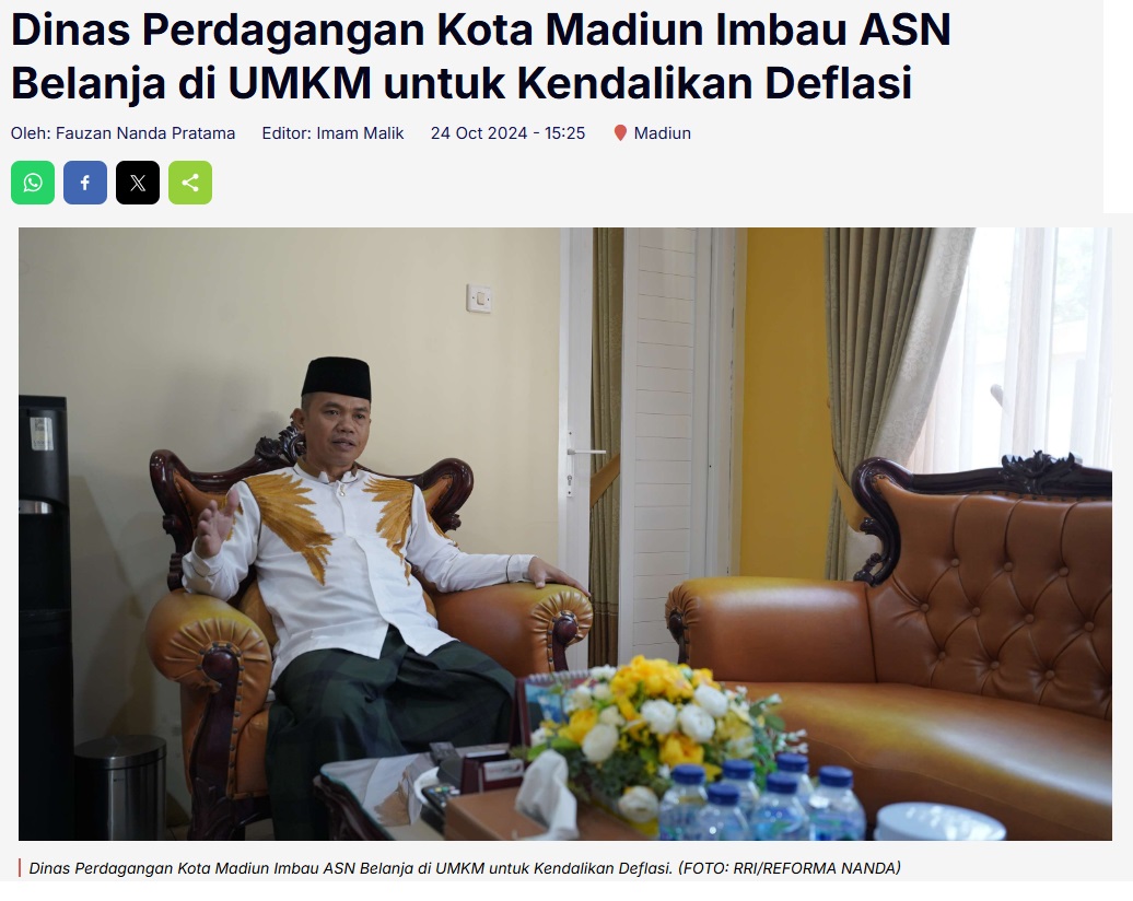 Dinas Perdagangan Kota Madiun Imbau ASN Belanja di UMKM untuk Kendalikan Deflasi