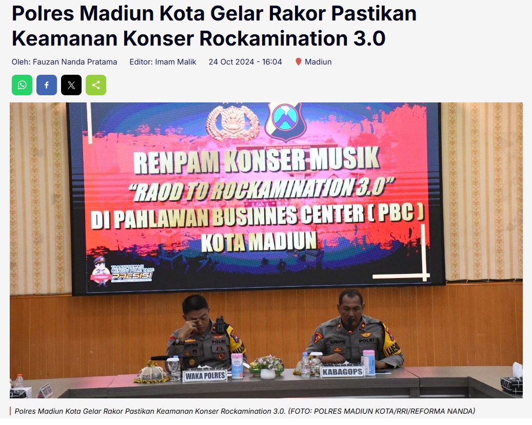 Polres Madiun Kota Gelar Rakor Pastikan Keamanan Konser Rockamination 3.0