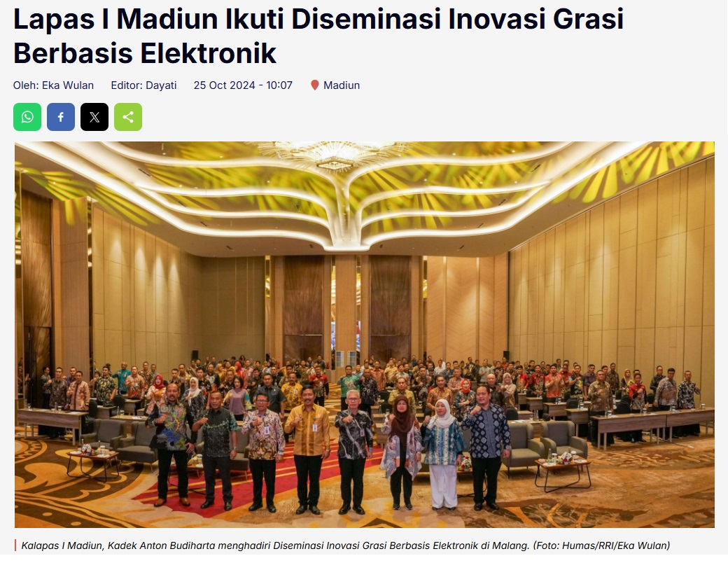 Lapas I Madiun Ikuti Diseminasi Inovasi Grasi Berbasis Elektronik