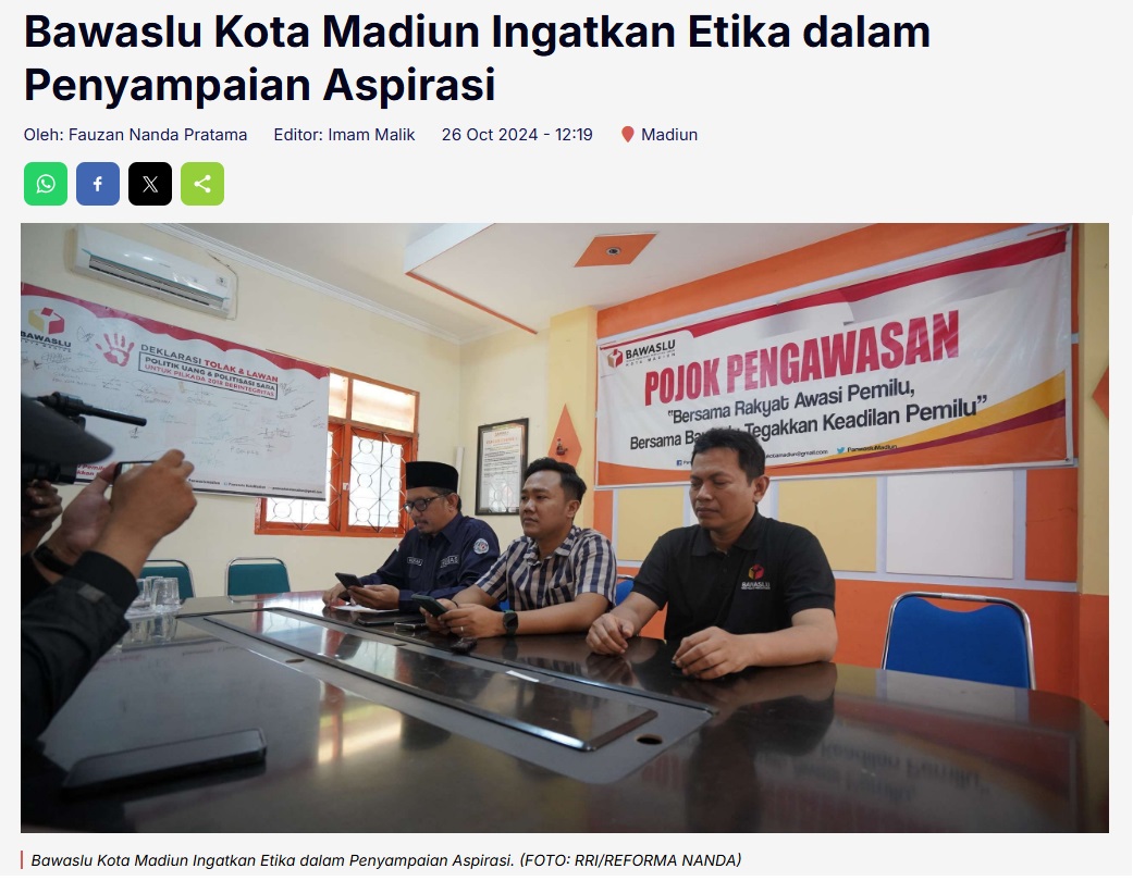 Bawaslu Kota Madiun Ingatkan Etika dalam Penyampaian Aspirasi