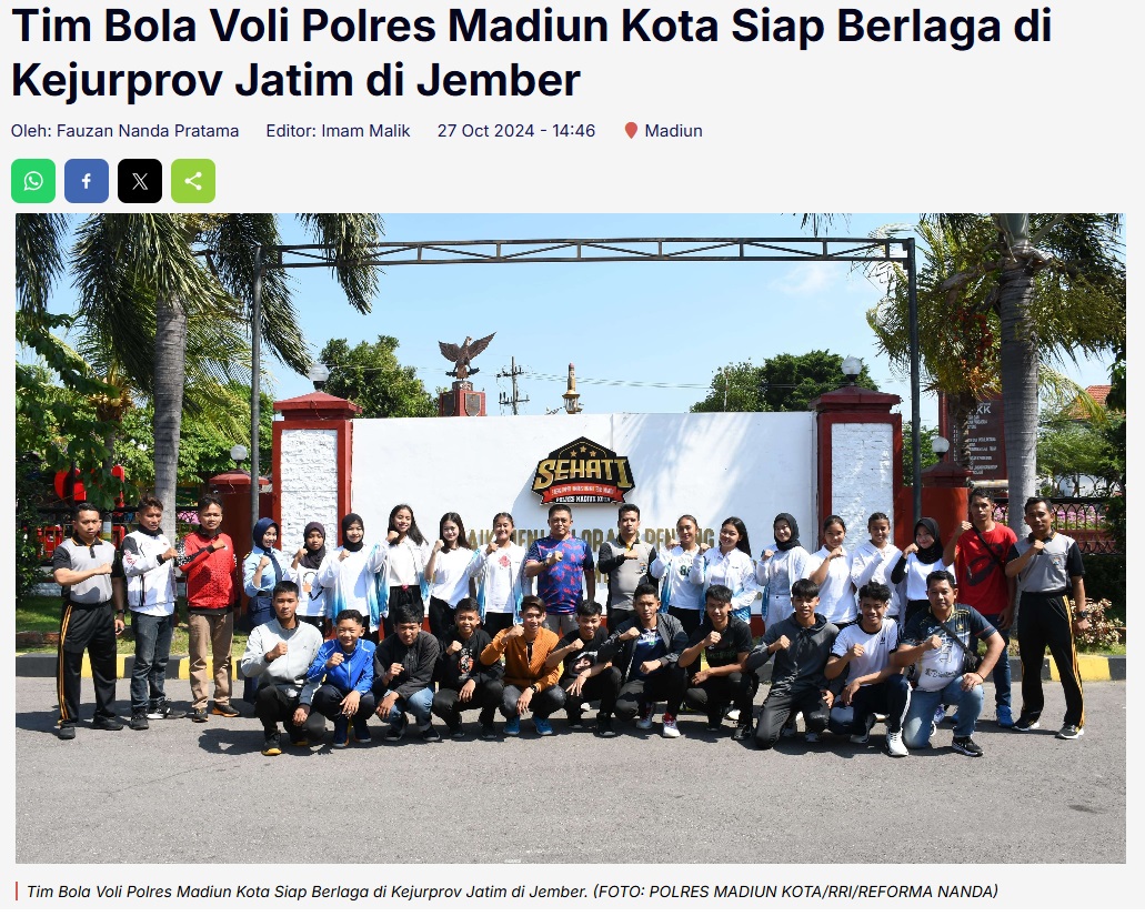 Tim Bola Voli Polres Madiun Kota Siap Berlaga di Kejurprov Jatim di Jember