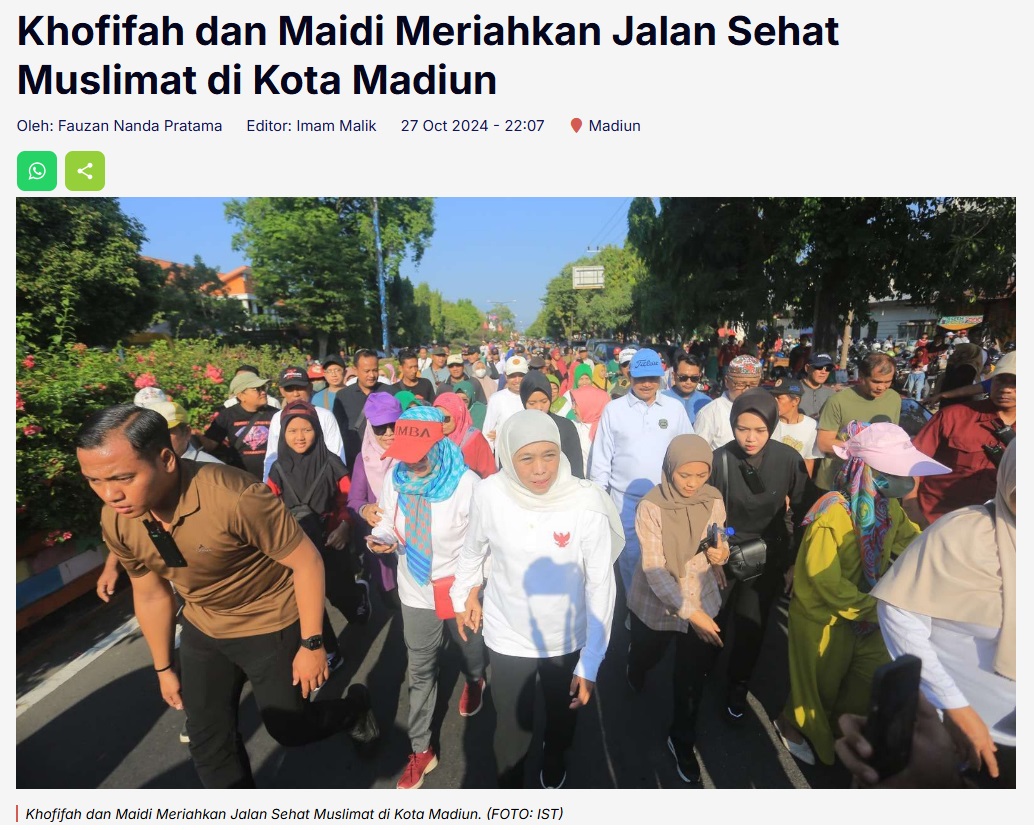 Khofifah dan Maidi Meriahkan Jalan Sehat Muslimat di Kota Madiun
