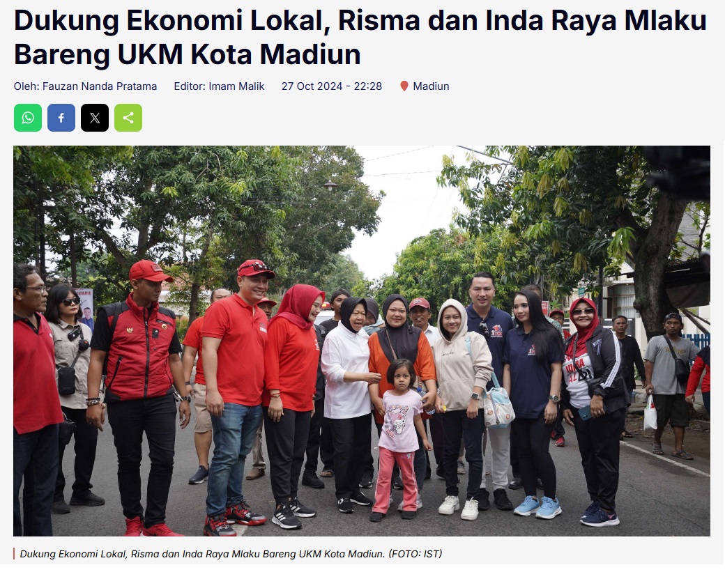 Dukung Ekonomi Lokal, Risma dan Inda Raya Mlaku Bareng UKM Kota Madiun