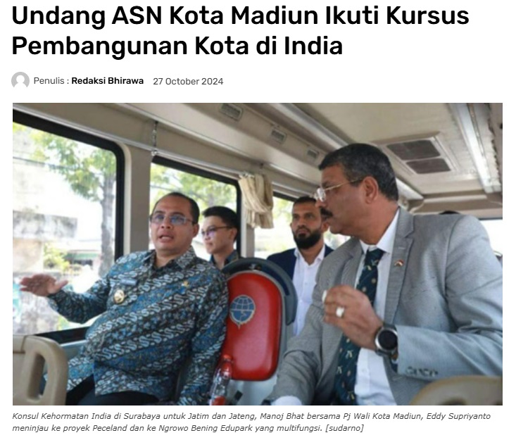 Undang ASN Kota Madiun Ikuti Kursus Pembangunan Kota di India