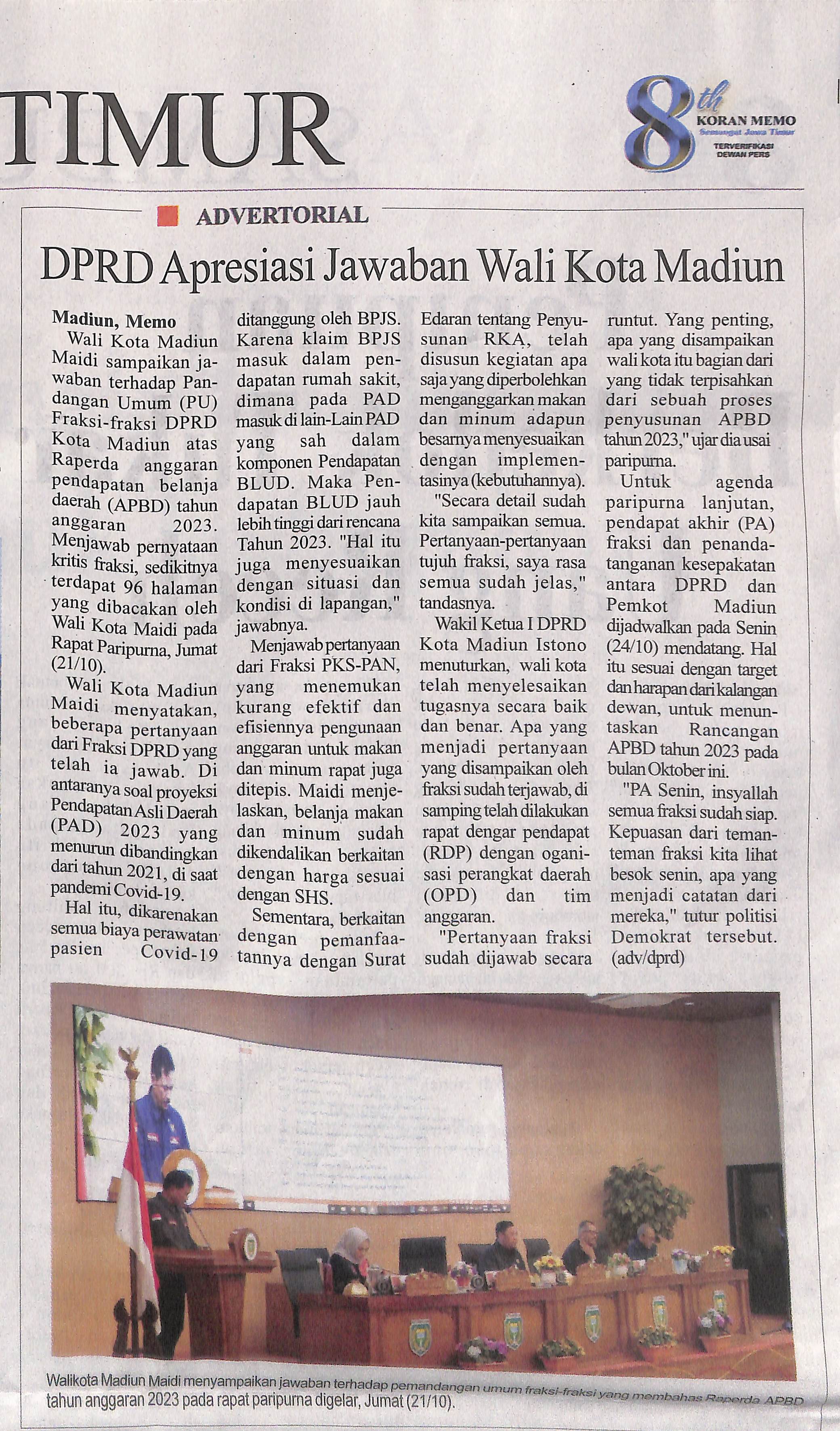 DPRD Apresiasi Jawaban Walikota Madiun