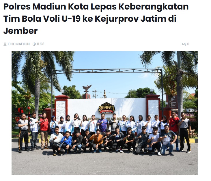 Polres Madiun Kota Lepas Keberangkatan Tim Bola Voli U-19 ke Kejurprov Jatim di Jember