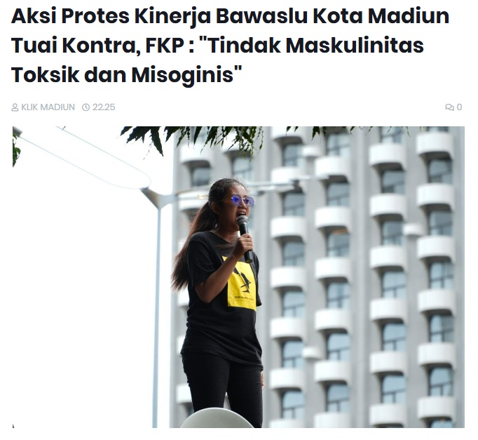 Aksi Protes Kinerja Bawaslu Kota Madiun Tuai Kontra, FKP : "Tindak Maskulinitas Toksik dan Misoginis"