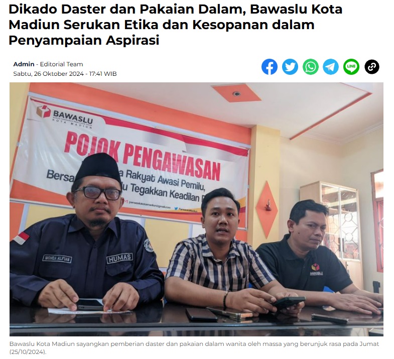 Dikado Daster dan Pakaian Dalam, Bawaslu Kota Madiun Serukan Etika dan Kesopanan dalam Penyampaian Aspirasi