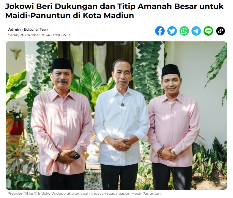 Jokowi Beri Dukungan dan Titip Amanah Besar untuk Maidi-Panuntun di Kota Madiun