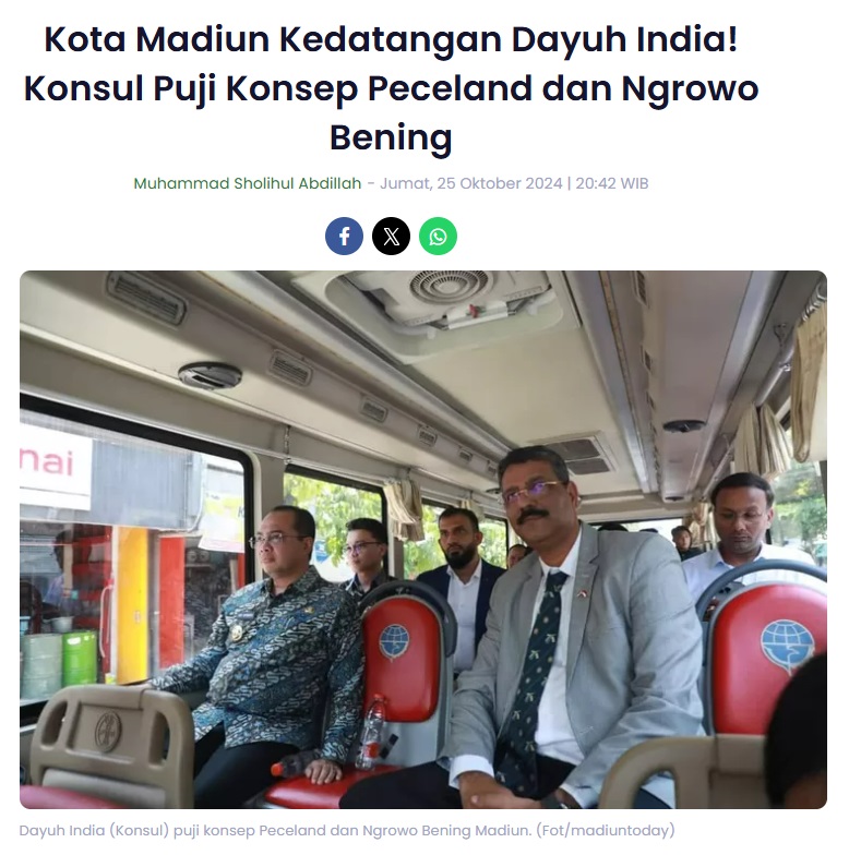 Kota Madiun Kedatangan Dayuh India! Konsul Puji Konsep Peceland dan Ngrowo Bening