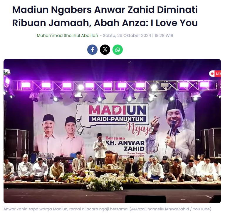 Madiun Ngabers Anwar Zahid Diminati Ribuan Jamaah, Abah Anza: I Love You