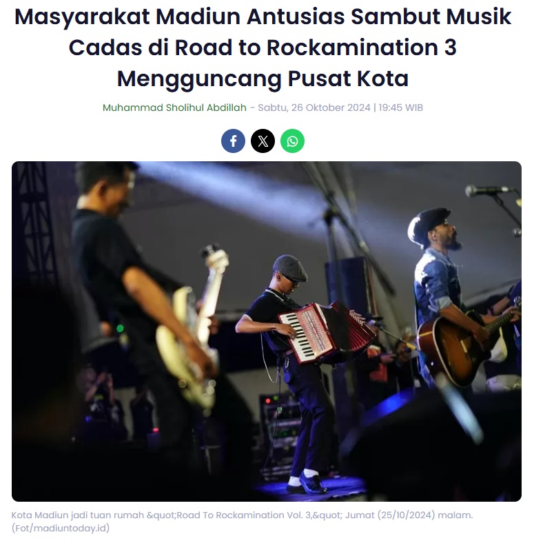 Masyarakat Madiun Antusias Sambut Musik Cadas di Road to Rockamination 3 Mengguncang Pusat Kota
