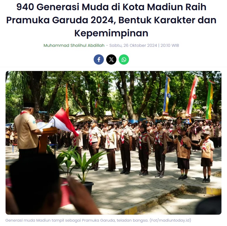 940 Generasi Muda di Kota Madiun Raih Pramuka Garuda 2024, Bentuk Karakter dan Kepemimpinan