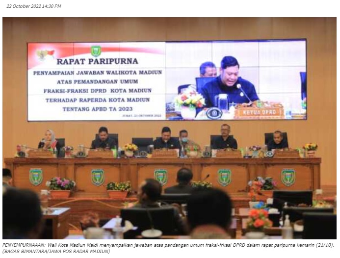 Pembahasan Raperda APBD 2023 Kota Madiun, Jawaban Eksekutif Setebal 95 Halaman