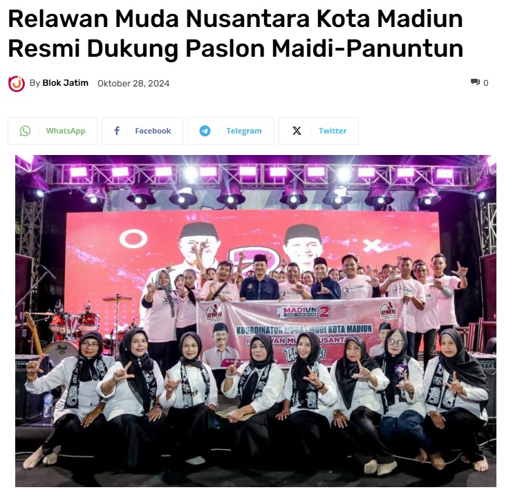 Relawan Muda Nusantara Kota Madiun Resmi Dukung Paslon Maidi-Panuntun