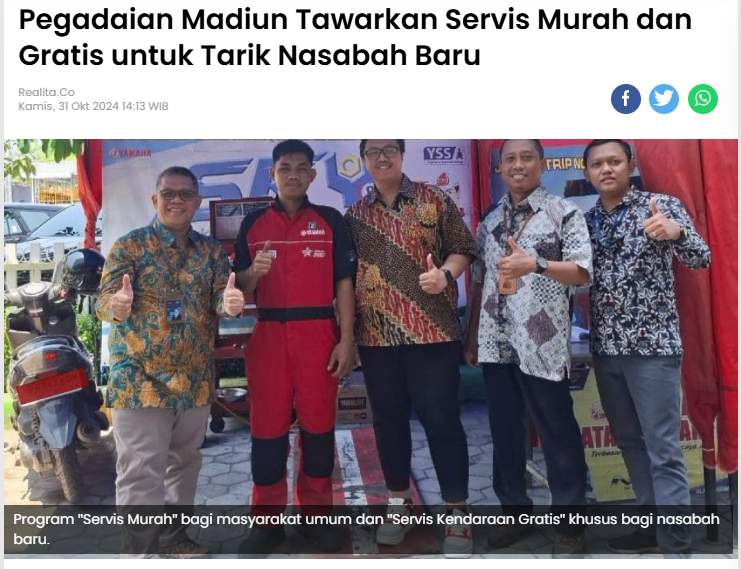 Pegadaian Madiun Tawarkan Servis Murah dan Gratis untuk Tarik Nasabah Baru