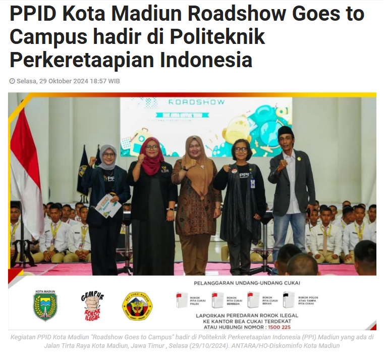 PPID Kota Madiun Roadshow Goes to Campus hadir di Politeknik Perkeretaapian Indonesia