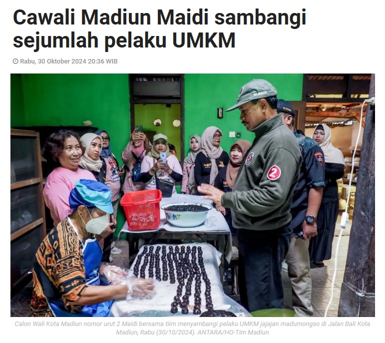 Cawali Madiun Maidi sambangi sejumlah pelaku UMKM