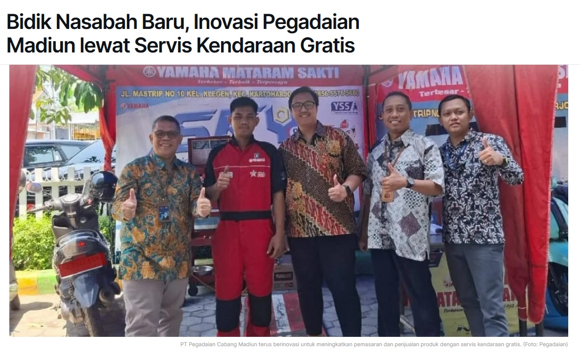 Bidik Nasabah Baru, Inovasi Pegadaian Madiun lewat Servis Kendaraan Gratis