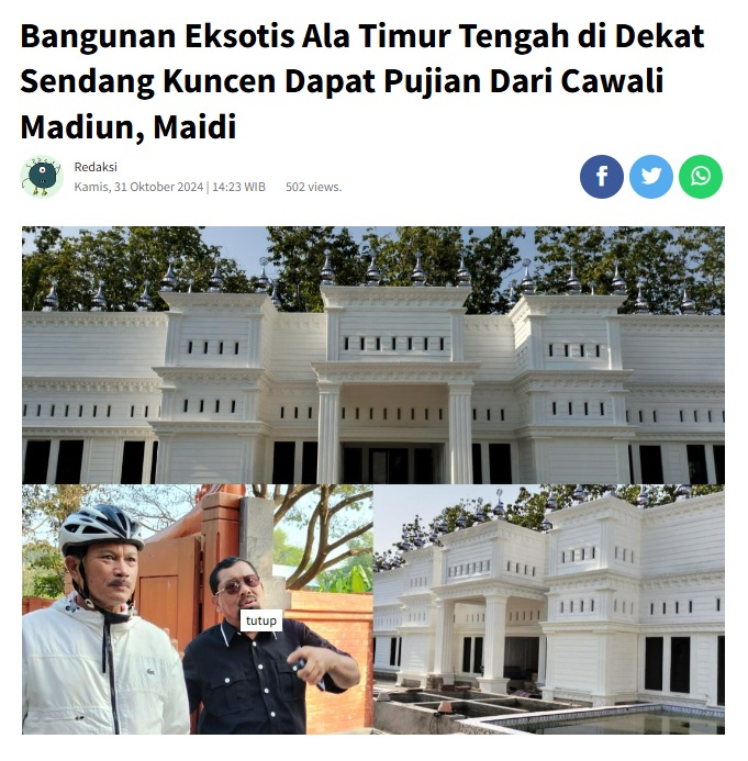 Bangunan Eksotis Ala Timur Tengah di Dekat Sendang Kuncen Dapat Pujian Dari Cawali Madiun, Maidi
