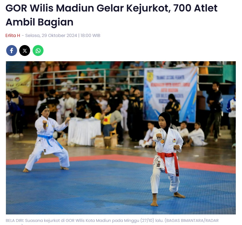 GOR Wilis Madiun Gelar Kejurkot, 700 Atlet Ambil Bagian