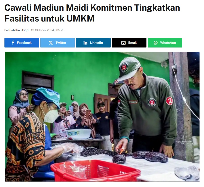 Cawali Madiun Maidi Komitmen Tingkatkan Fasilitas untuk UMKM
