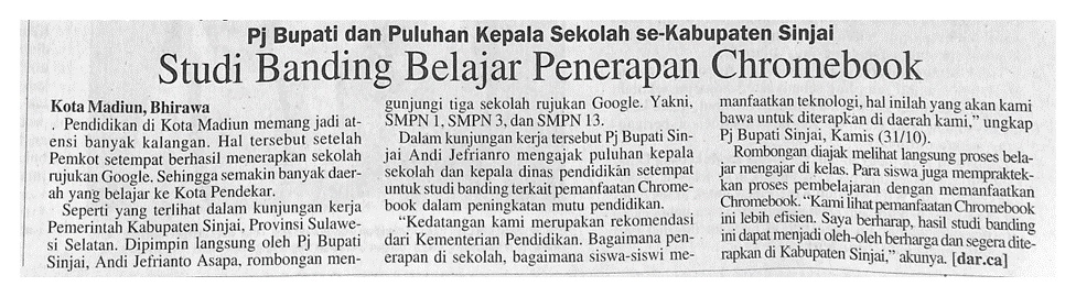 Studi Banding Belajar Penerapan Chromebook